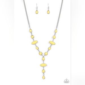 Silver necklace with yellow stones come with complimary earrings